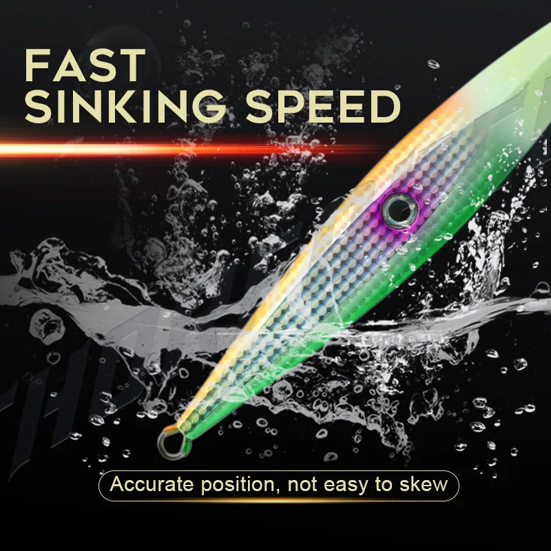 THORFORCE Jig 3D Eye in Middle 7 Inch 260g Lead Jigs Speed Sinking Luminous  Metal Lure Slow Pitch Jigbait Fishing Lure