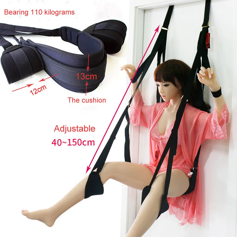 Door-Hanging Couples Sex Swing with Bondage Restraint Set - Adjustable BDSM Yoga Swing for SM Game Play, 600g Adult Toy Door-Hanging Couples Sex Swing with Bondage Restraint Set - Adjustable BDSM Yoga Swing for SM Game Play, 600g Adult Toy