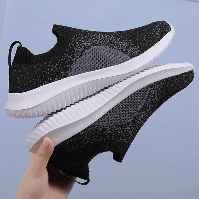 Summer new flying knit upper mens sports shoes boy white shoes lightweight casual sports shoes - Image 4