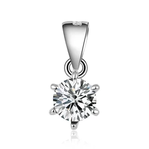 POLIVA 925 Sterling Silver Jewelry Pendant Simple Design with Gold Plating Birthstone Prong Setting Zircon for Gift