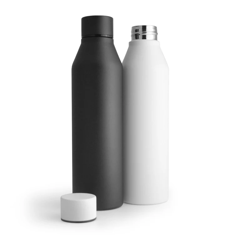 Double Wall Stainless Steel Water Bottle Vacuum Insulated Black Thermos  Flask