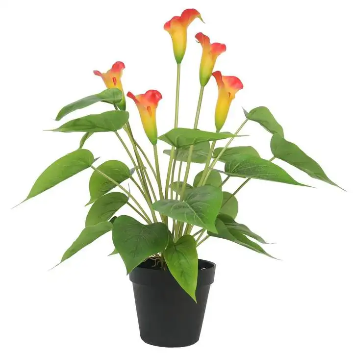 Artificial Lily Flower with Pot Best Quality Bonsai Artificial Flowering White Peace Lily Calla Lily Plant