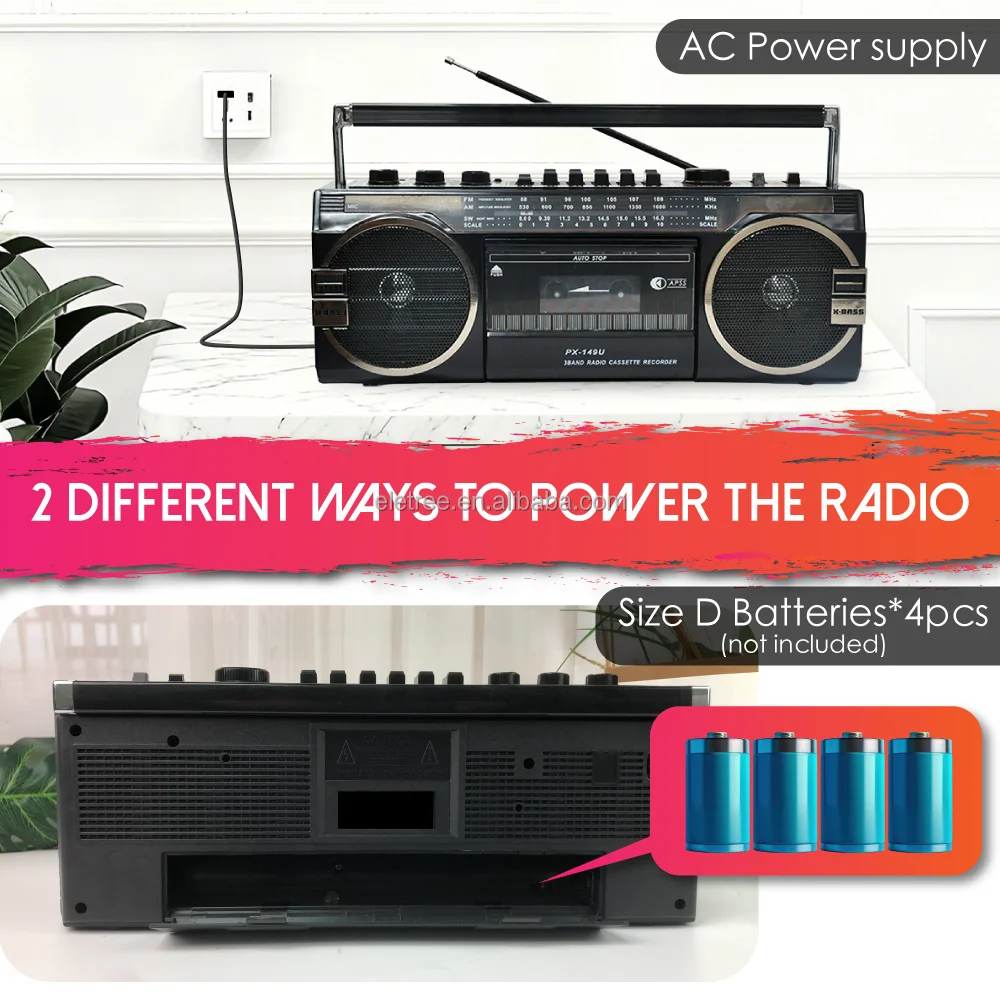 Px-149UマルチレトロBoomboxカセットプレーヤーステレオRwcorderラジオ