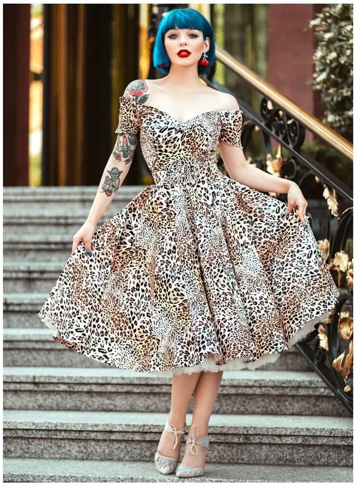 off the shoulder 50s style dresses [Pre-Sale] 1950s Off Shoulder Swing Dress