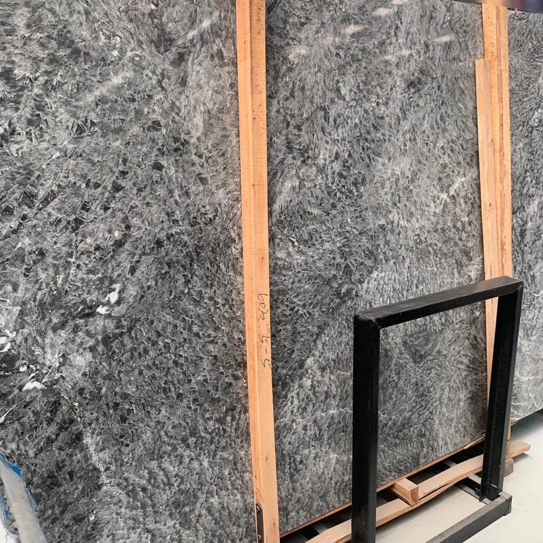 Jubin Kelabu, Slab Marmar Snow Mountain Silver Fox Untuk Dinding