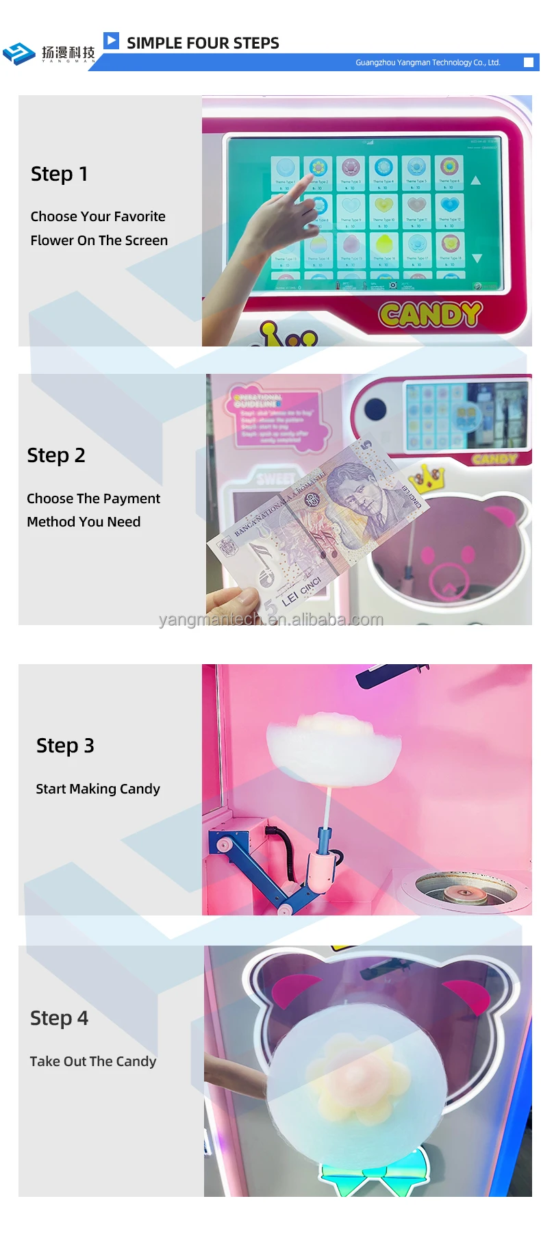 Automated Vending Mg330 Sweet Dispenser Candy Machine Robot Arm Cotton