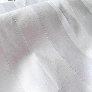 Wholesale 100% Cotton  White 1cm/3cm 300TC Sateen Stripe  Fabric for Bedding Set in Rolls