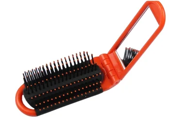 folding  pocket comb hair brush  with mirror for travel