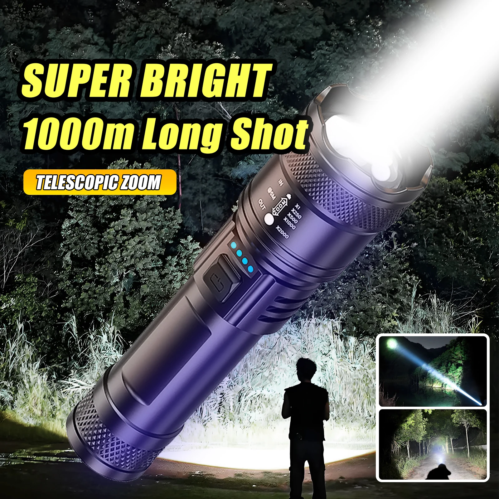 Outdoor Portable Rechargeable 1200 Lumen USB Lantern | Tactical Flashlight for Camping - Adjustable Beam, 50000 Hour Lifespan Outdoor Portable Rechargeable 1200 Lumen USB Lantern | Tactical Flashlight for Camping - Adjustable Beam, 50000 Hour Lifespan
