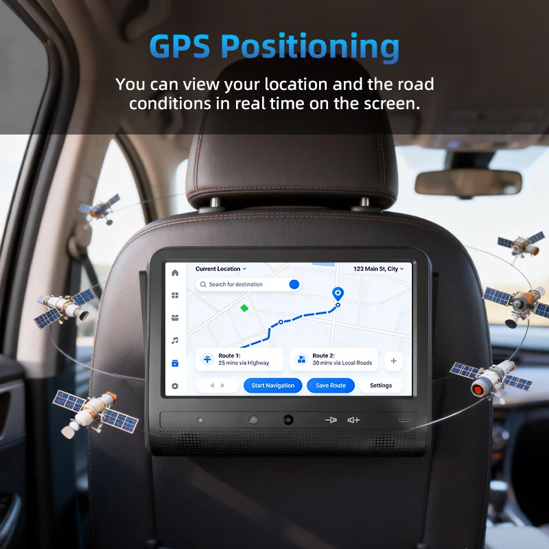 OEM Taxi Rear Seat Advertising Screen 10.1" HD Android Headrest Tablet Display 4G WIFI for Taxi Passenger Advertisement