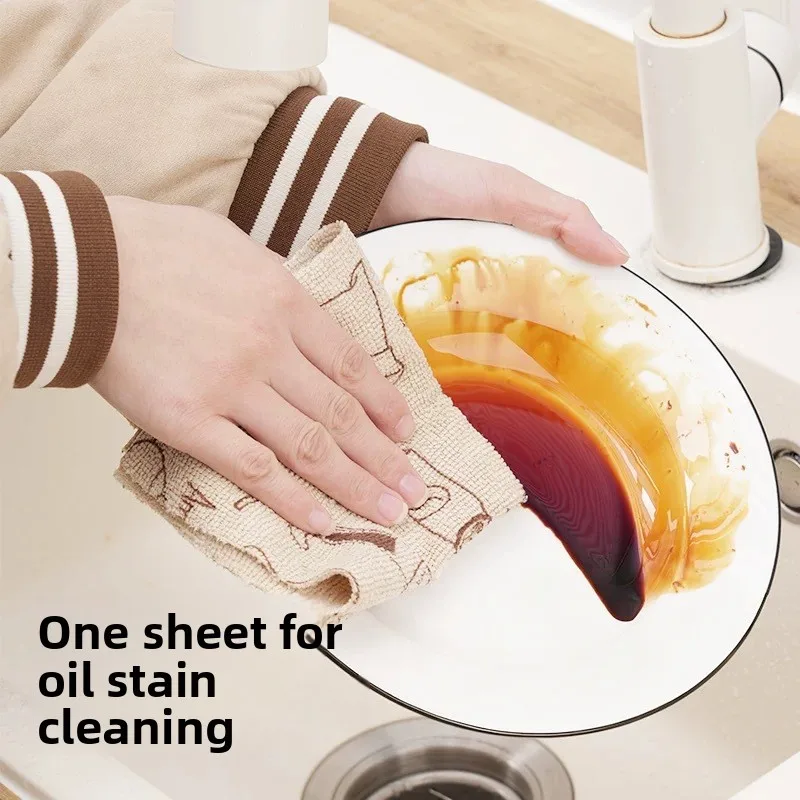 Antibacterial Microfiber Kitchen Dishcloth Hand-Tear Weekly Disposable Absorbent Non-Stick Grease Best-Selling