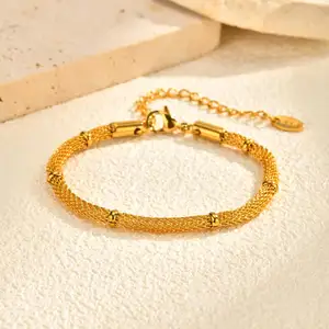 Personality Adjustable Bracelet Stainless Steel Geometric Mesh Chain Women's Hand Chain Bracelets