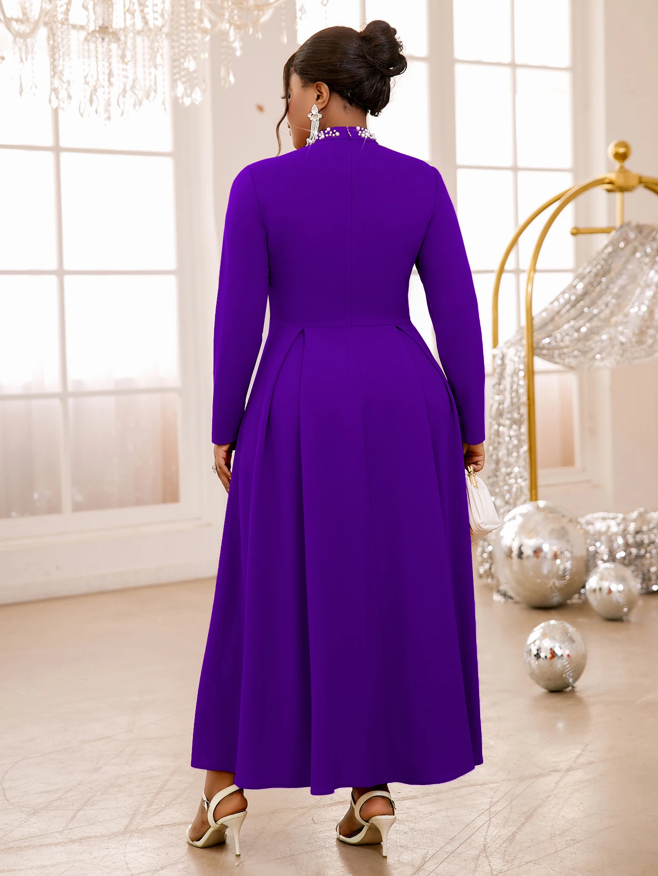 purple dresses for church SHEIN Lady Women's Deep Purple Elegant Autumn Dining Church Dress,Long Sleeve Formal Evening Prom Homecoming Dresses,Thanksgiving Princess Outfits & Commuting