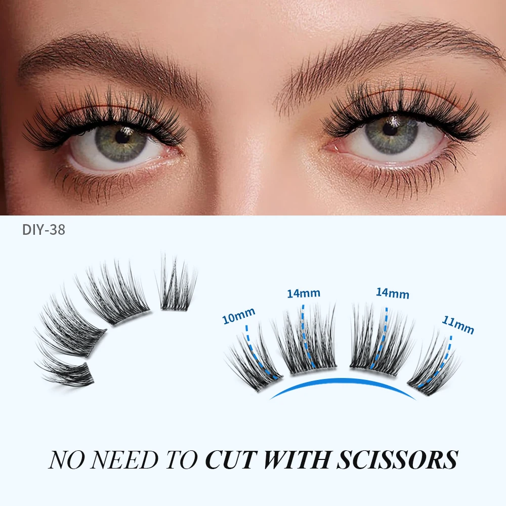 Eyelash Cluster Pre Glued Eye Lash Strips Box Packaging Cut Into Cluster Pre CutGlued Strip Lashes Kit