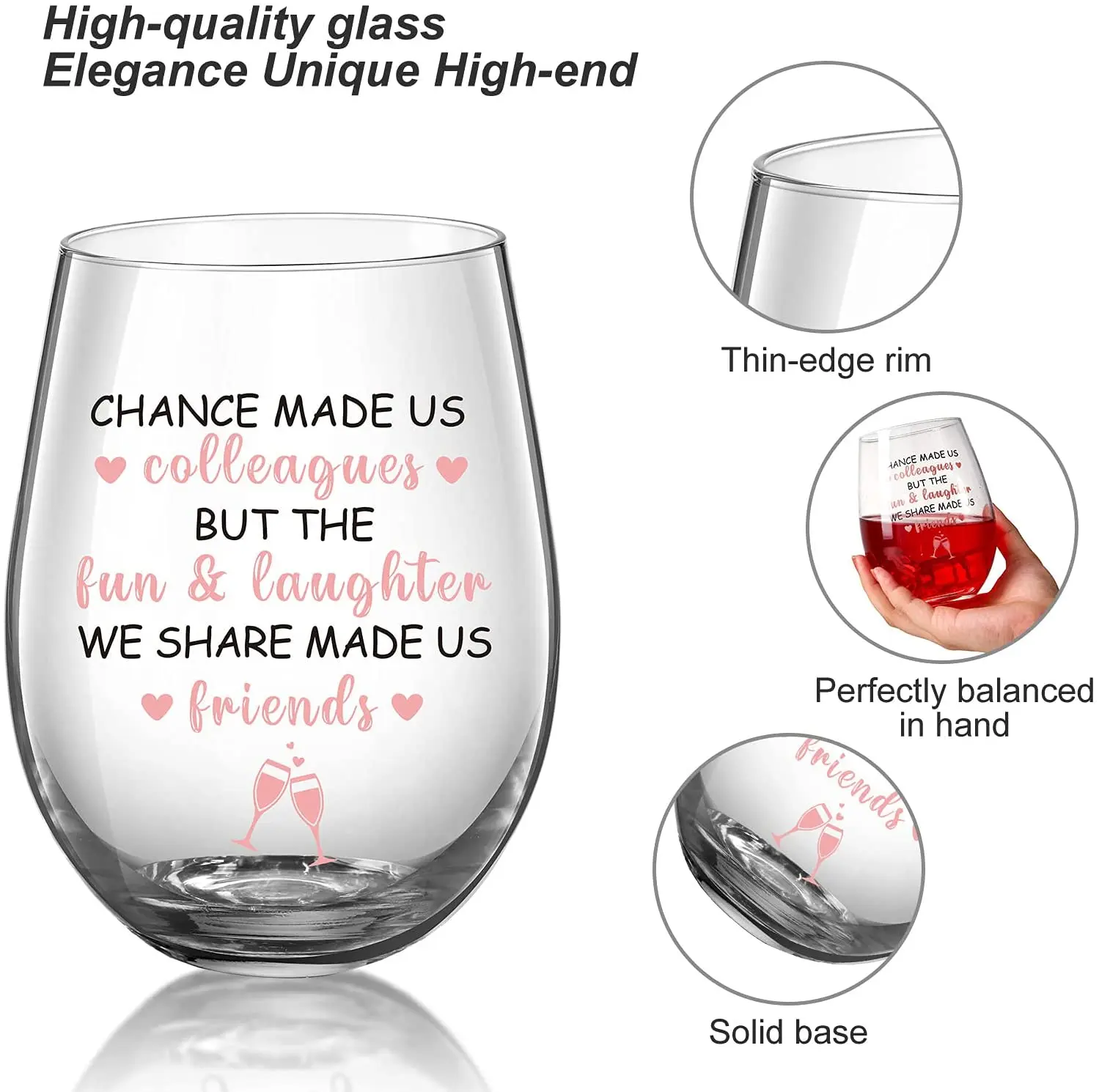 Customized Unique Wine Glass Tumbler Custom Logo Gold Foil Decal