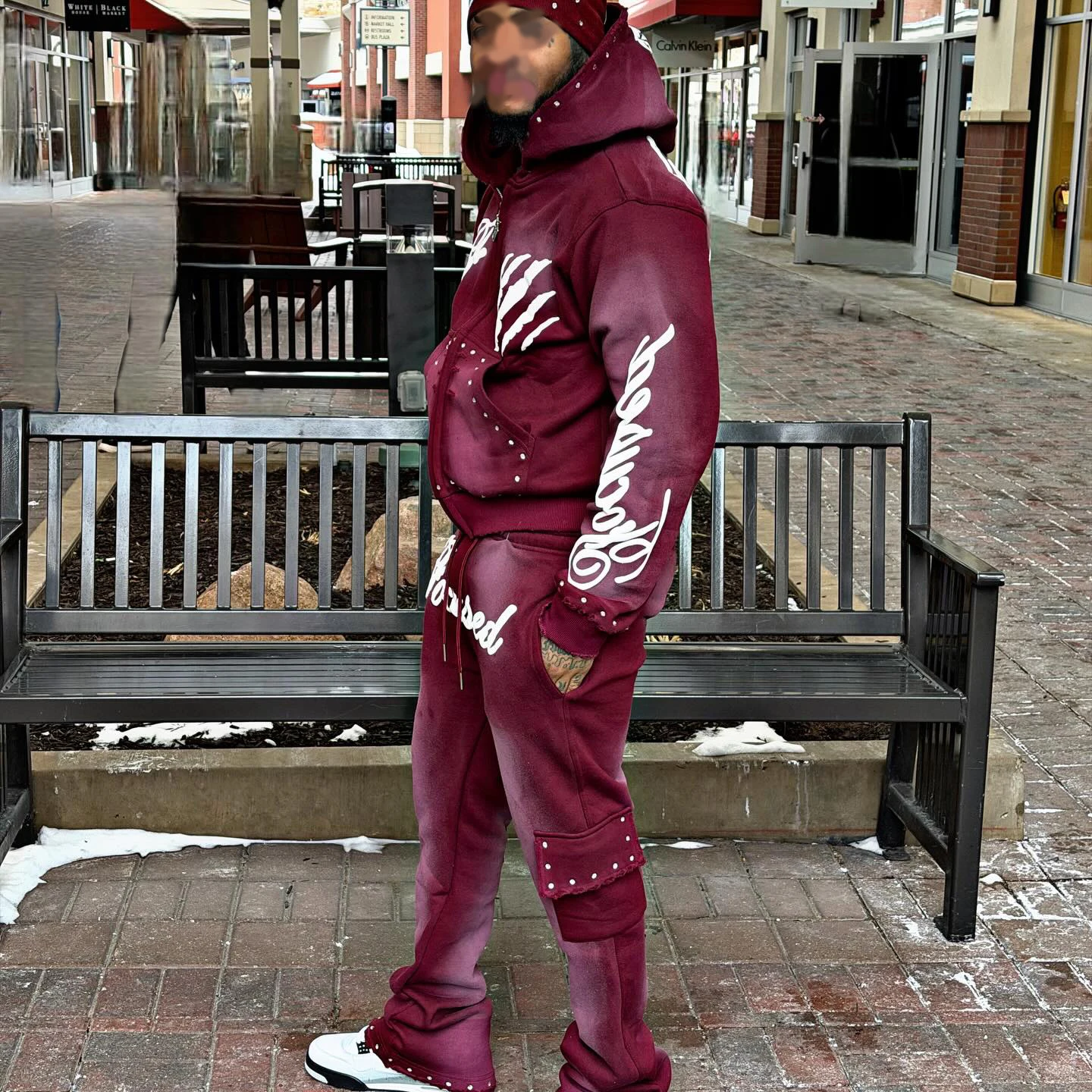 SalatiManufacturer Streetwear Acid Wash Man Tracksuit Sun Faded Zip up Hoodie and Sweat Pants Set Men Sweatsuit gallery 3