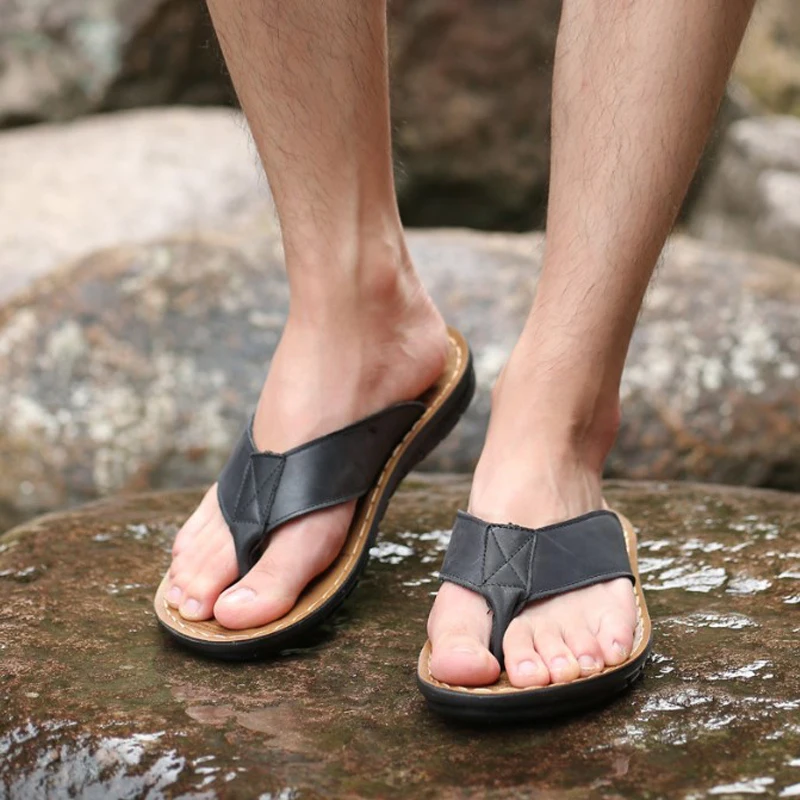 New Product Men Genuine Leather Slippers Casual Easy Wear