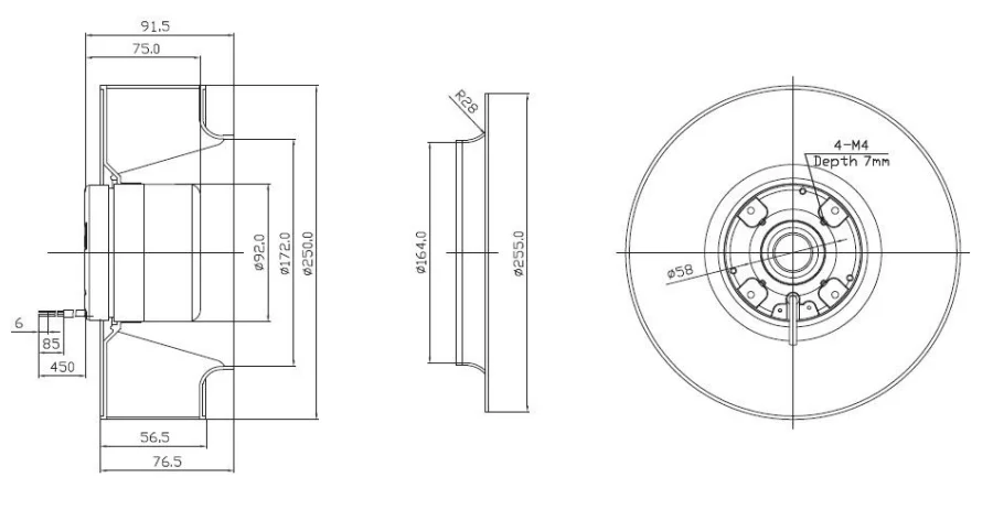 Centrifugal Fan, 48V, 133mm, BLDC, Plastic - detail 10
