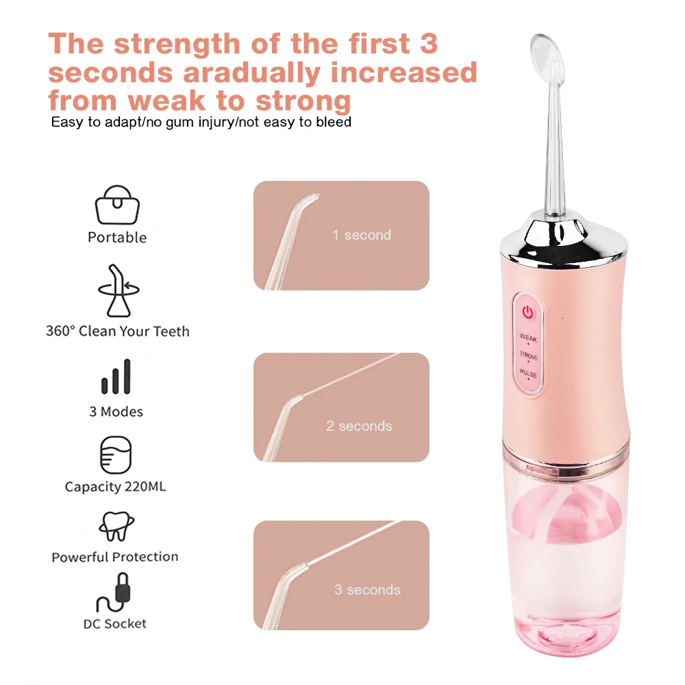 OEM Portable Waterproof Teeth Clean USB Cordless Dental Care Irrigator Water Pick Flosser for Teeth
