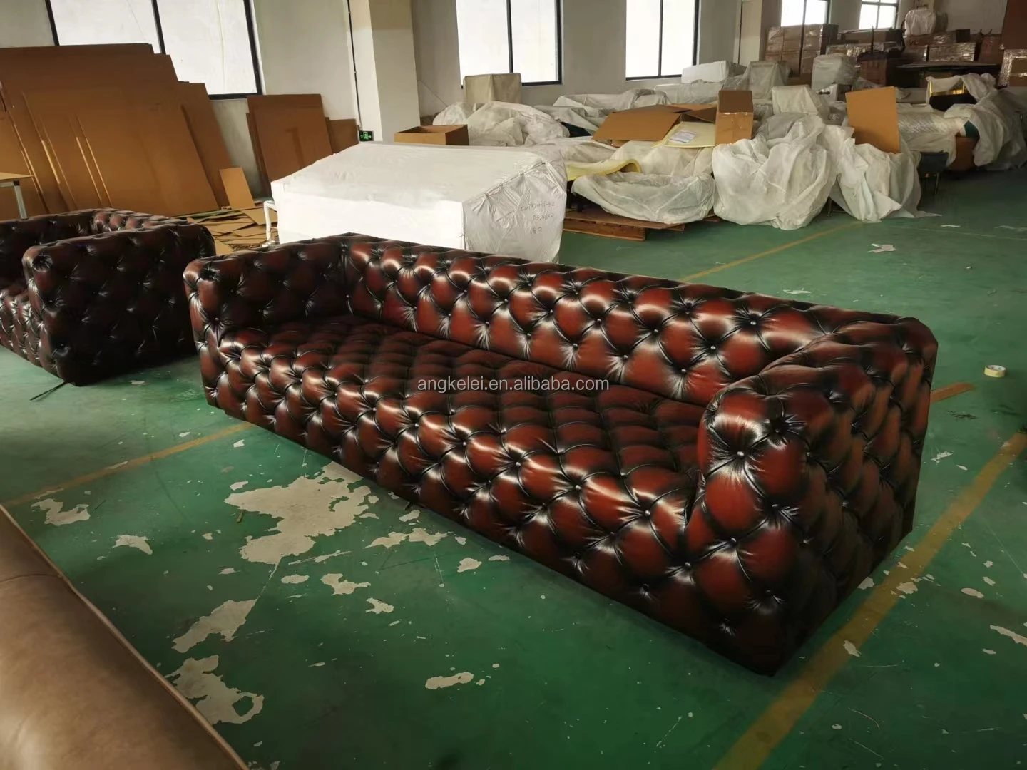 Chesterfieldsofa Antique Ox Blood Genuine Leather Chesterfield Sofa