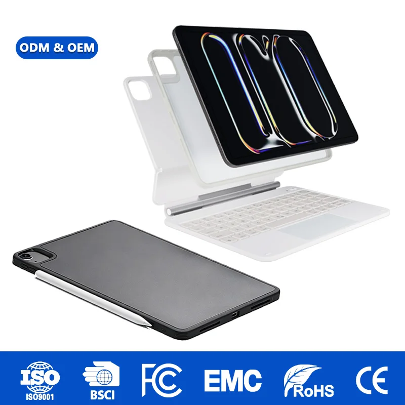 Wholesale Custom 64-Keys Detachable Wireless Magnetic Keyboard Touchpad RGB Backlight OEM Logo Packaging for iPad Pro/Air 11