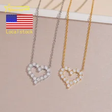 USA Local Stock Women Jewelry Heart Pendant Necklace 925 Silver Iced Out Hip Hop VVS D Moissanite Diamond Chain Anniversary Gift
