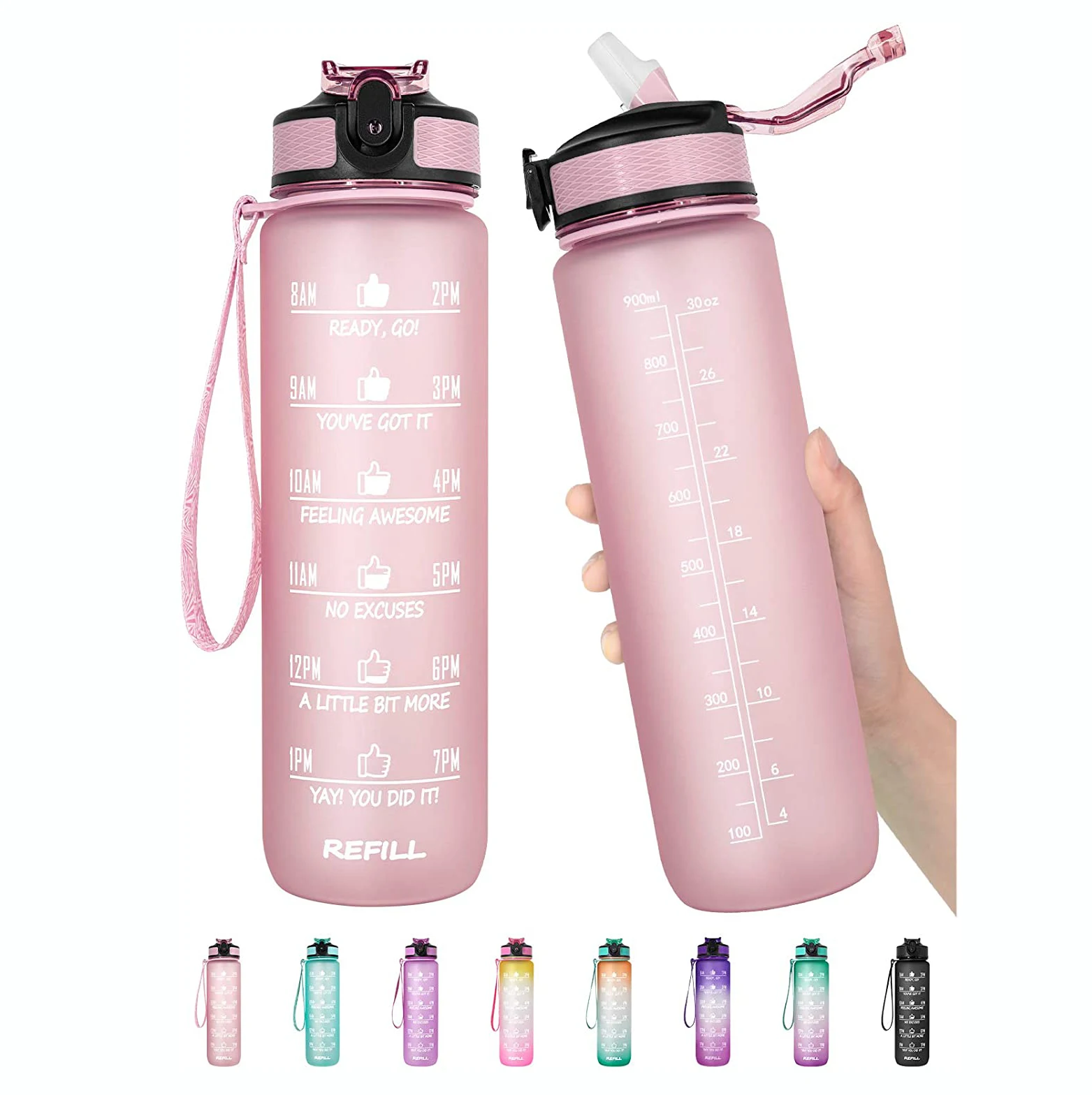 Sublimation Tumbler Leak Proof Bpa Free Drinking Water Bottle With Time  Marker & Straw To Ensure You Drink Enough Water - Buy Bpa Free 5 Gallon  Water