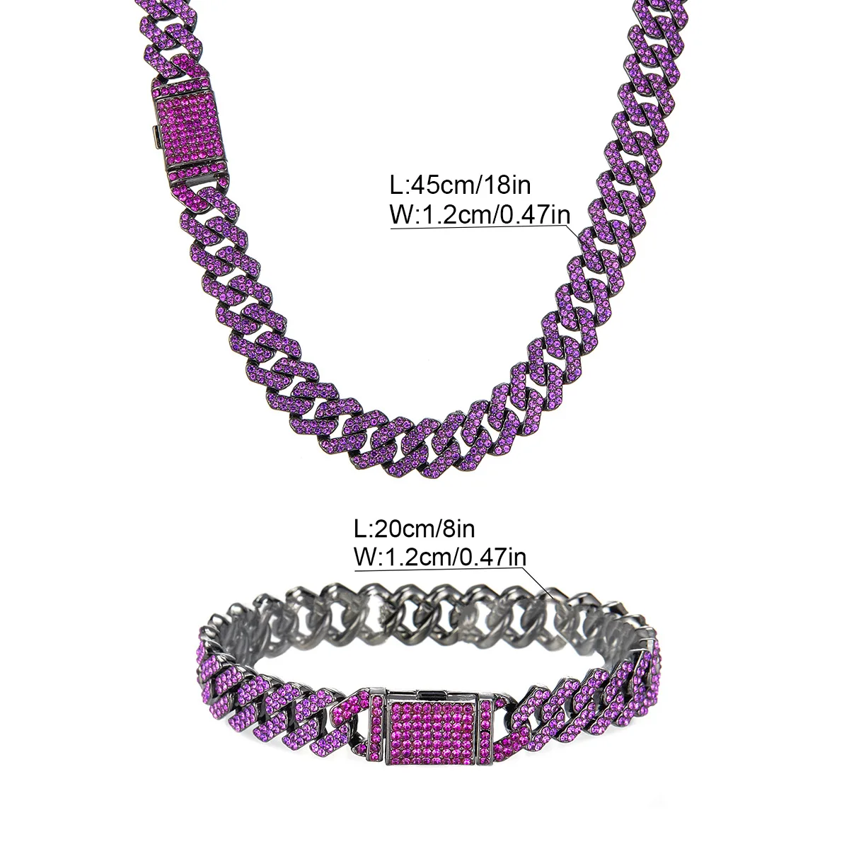 【BLACKPURPLE】Square Crystal Cuban Chain Bracelet Woman Amazon.com: OWNCOOL 13mm Purple Cuban Link Bracelet Cuban