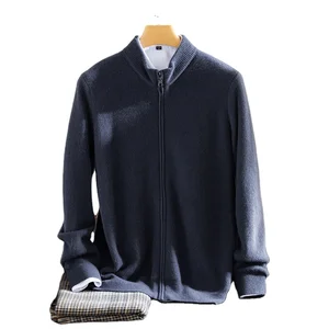 Men's Slim Cardigan Jacket Anti-Wrinkle Breathable Quick Dry Anti-Pilling Classic Cashmere Knitted Zipper Winter Autumn OEM