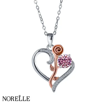 Luxury Ladies S925 Sterling Silver 1ct Heart Pendant VVS Moissanite Necklace in Pink Green Blue for Wedding & Valentine's Day