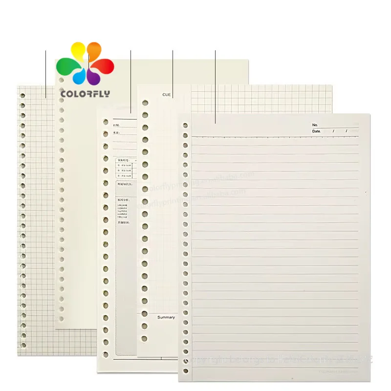 A5 A4 B5 Custom Notebook Paper Removable Lined Spiral Notebook 110 Gsm