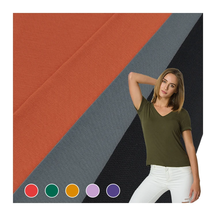 Soft Hand Feel Stretch Jersey Fabrics, Custom Solid Knit Bamboo Jersey Fabric for Tshirts/