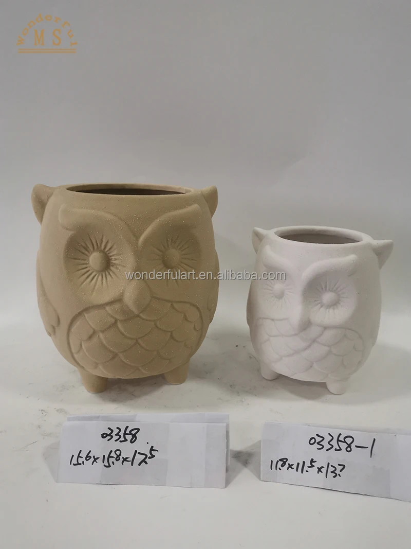 EXW Indoor and Outdoor Porttery Pot Factory Price Ceramic Owl Fox Cat Shaped Flower Pot Animal Planter Pot for Home Decoration