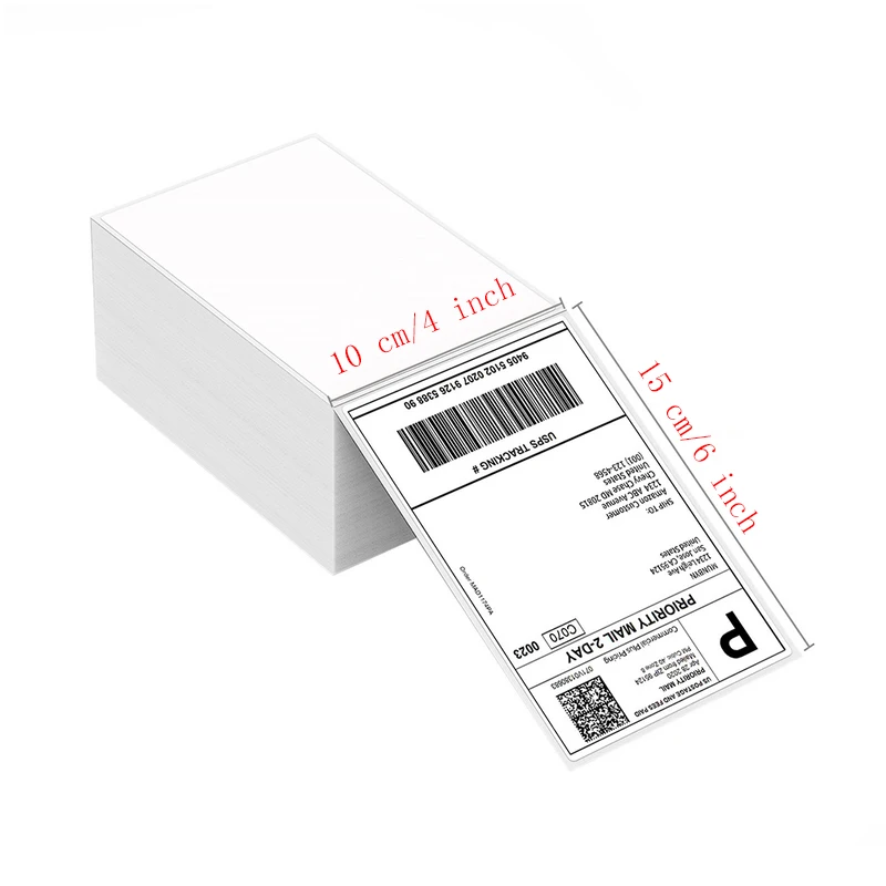 Waterproof White 4x6 Direct Thermal Shipping Label Low MOQ Blank Envelope 100x150 Adhesive Sticker for Supermarket Use