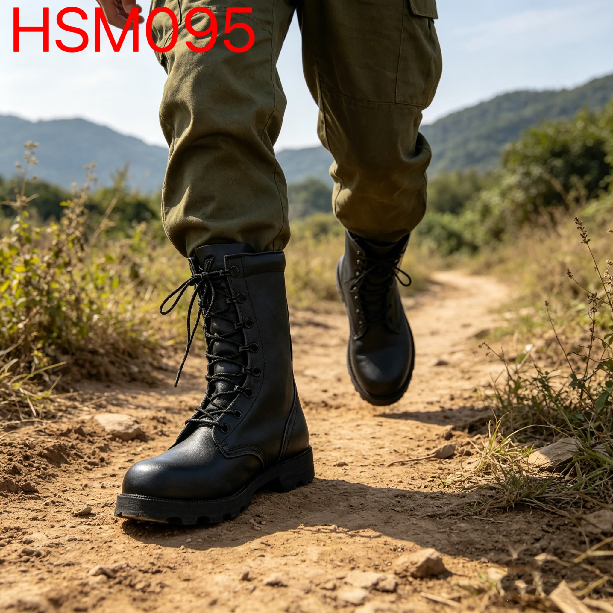 YYR, chaussures d’activités extérieures avec tige en cuir véritable de qualité, bottes tactiques, équipement d’urgence, entraînement, semelle en caoutchouc durable, bottes de randonnée HSM095