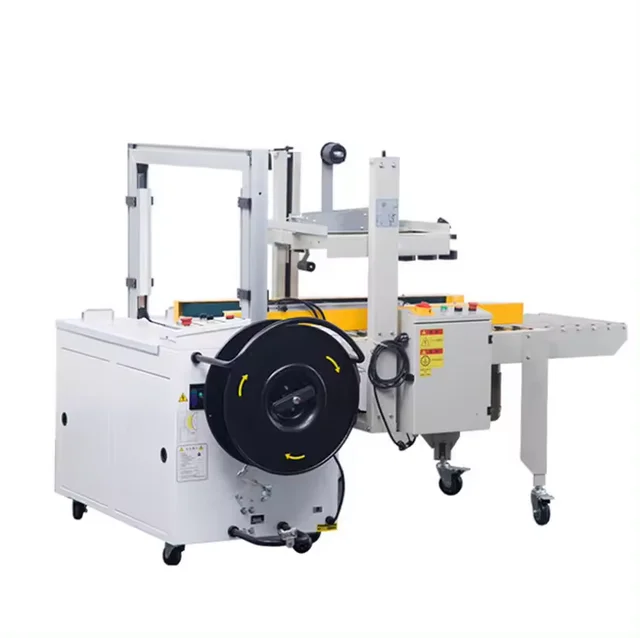 PP strapping sealed with adhesive tape machine/carton strapping sealing machine