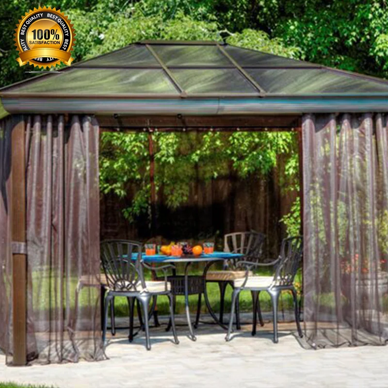 Prefab Modern Hexagon Aluminum Powder Coated Arch Gazebo Polycarbonate Roof UV Resistant LED Lighting Eco-Friendly Balcony
