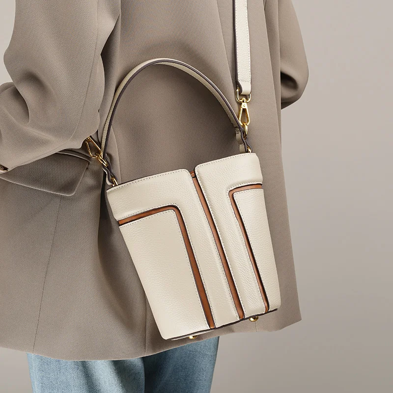 Fashion Design High Quality Customize Logo Lady Leather Crossbody Shoulder Bag Leather Hand Bag for Women’s Bucket Bag