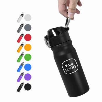 New Design OEM Custom 620ml Stainless Steel Double Wall Insulated Flip Top Straw Lid Water Bottle Powder Coated Portable Tumbler