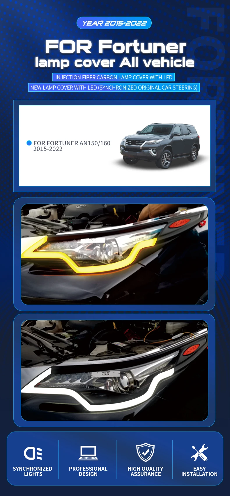 Auto Head Lamp And Tail Lamp Cover With Led Black Light Cover Car Accessories For Toyota