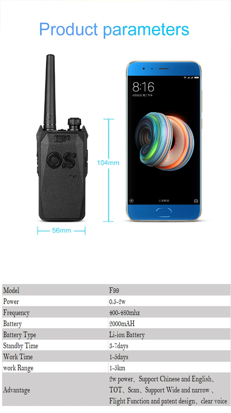 Wireless Colorful Mini Intercom Radio Scanner System Voki Toki