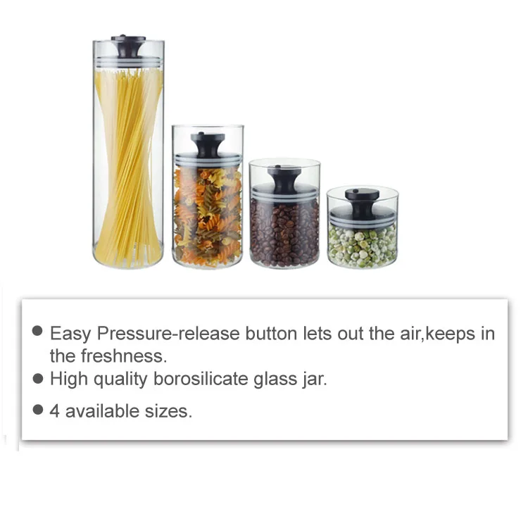 EasyLife Single Glass Jar 700ml with Silicone Seal Vacuum Storage Jar Black Lid Glass Vacuum Jar