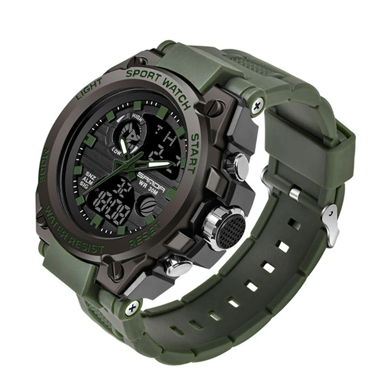 SANDA 739 Silicone Analog Digital Display Waterproof Man Watch Business Luxury Fashion Casual Sport Digital Wrist Watch for Men