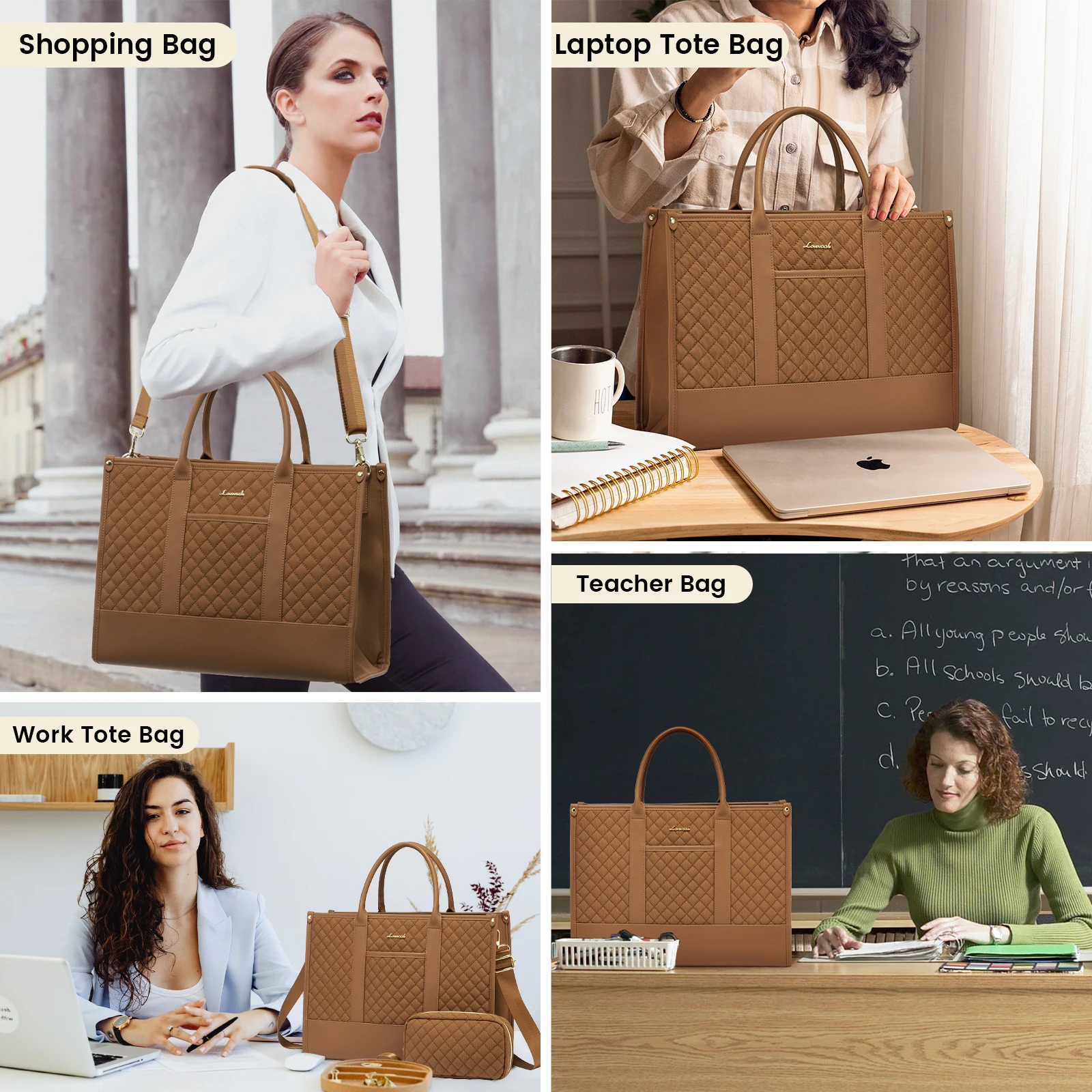 Laptop Tote Bag For Women,RAVUO Water Resistant 15.6 Inch Canvas...