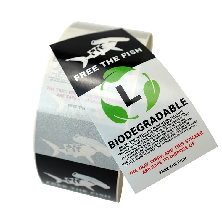Eco Friendly Water Proof Sticker Colorful Printing Biodegradable Glossy Effect Labels on Roll for Easy Peel Customizable