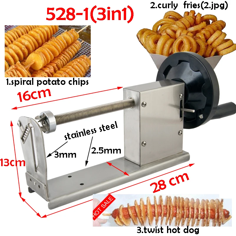 3 in 1 Electric Tornado Potato Slicer Spiral Potato Cutter Twisted Potato  Slicer Spiral Twister Cutter Thicker Stainless Steel Vegetables Cutting