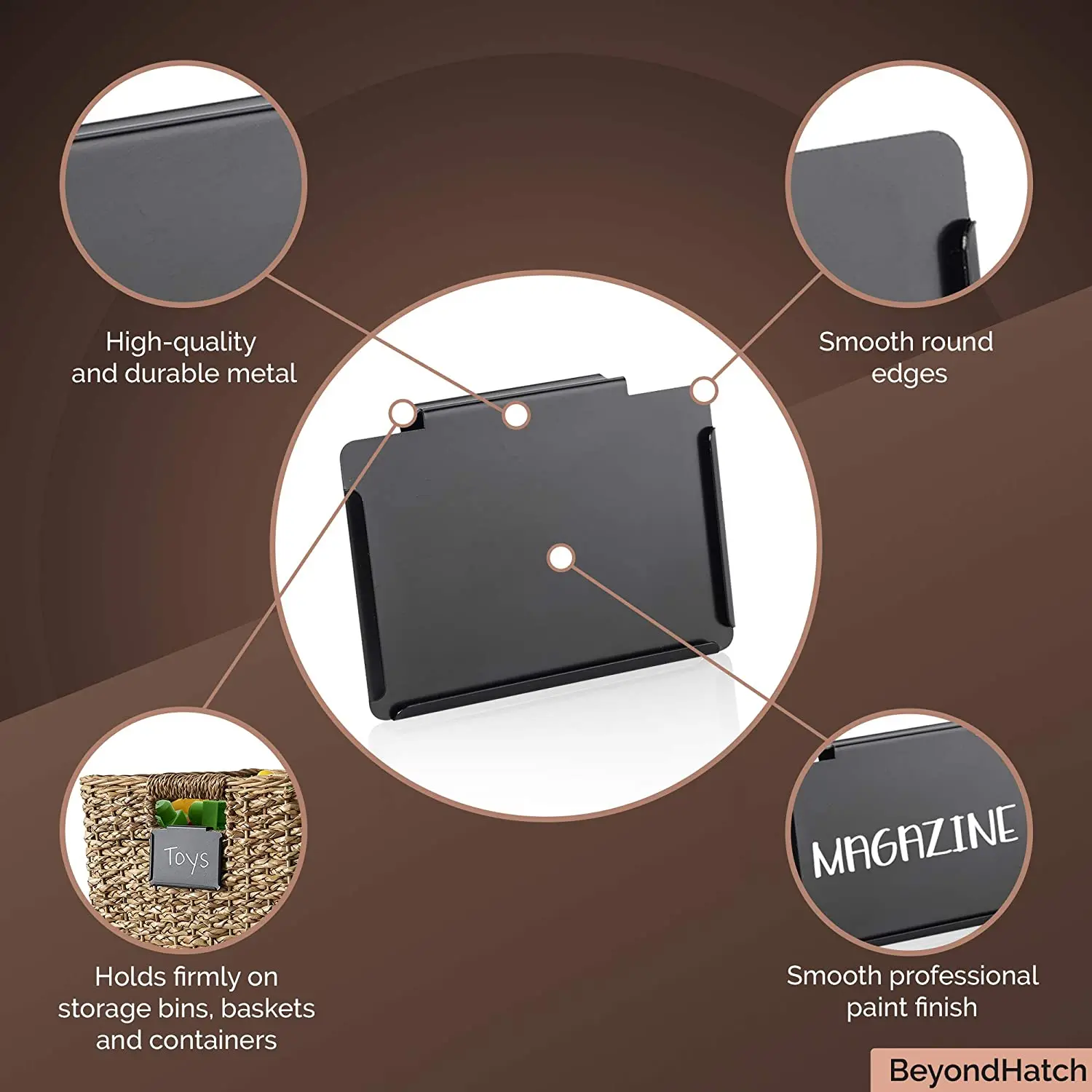 Metal Bin Clip Labels For Baskets. Reusable Organization Solution