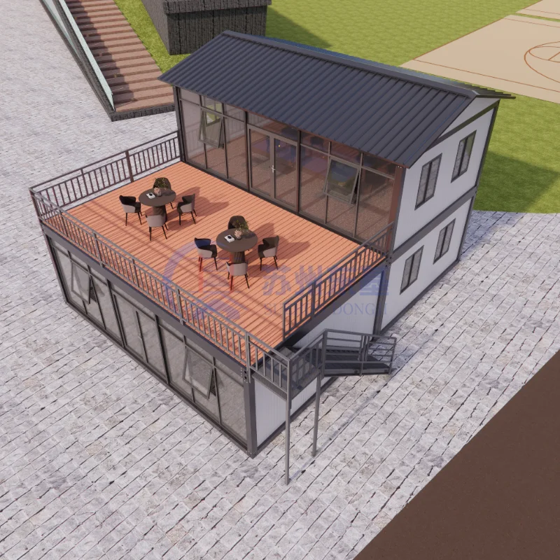 Khung thép Q235 với tấm sandwich, nhà tiền chế hiện đại sang trọng, biệt thự mô-đun lớn tùy chỉnh, nhà container dùng để ở