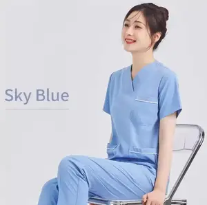 2026 High Quality Fashionable Scrubs Breathable Elastic Quick Drying Split Oral Beauty Salon Pet Store Scrubs Set for Summer