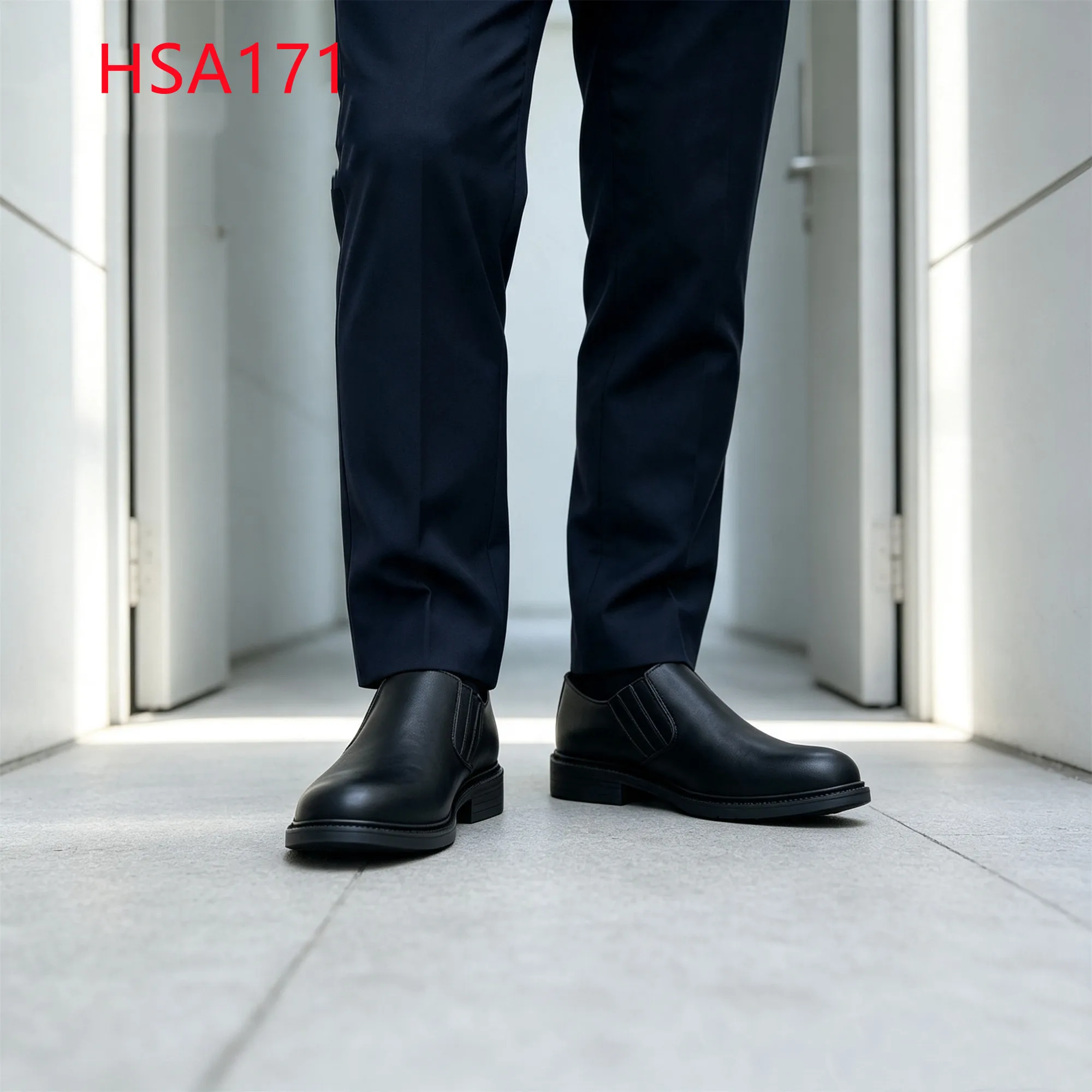 LXG,Chile Popular Small Size Available Hua Singh Men Leather Shoes Steel Toe Insert Pull-on Style Leather Uniform Shoes HSA171